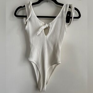 Reverse White Ribbed Bodysuit